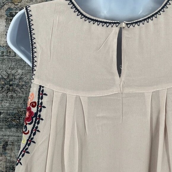En Creme Rayon Mini Dress Size S  Cream Embroidered Upper Body Knee Length - Picture 8 of 13